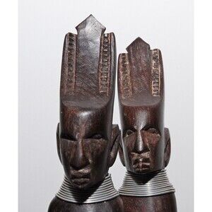 Vintage African Carved Fork and Knife 15" Very Unusual Vintage